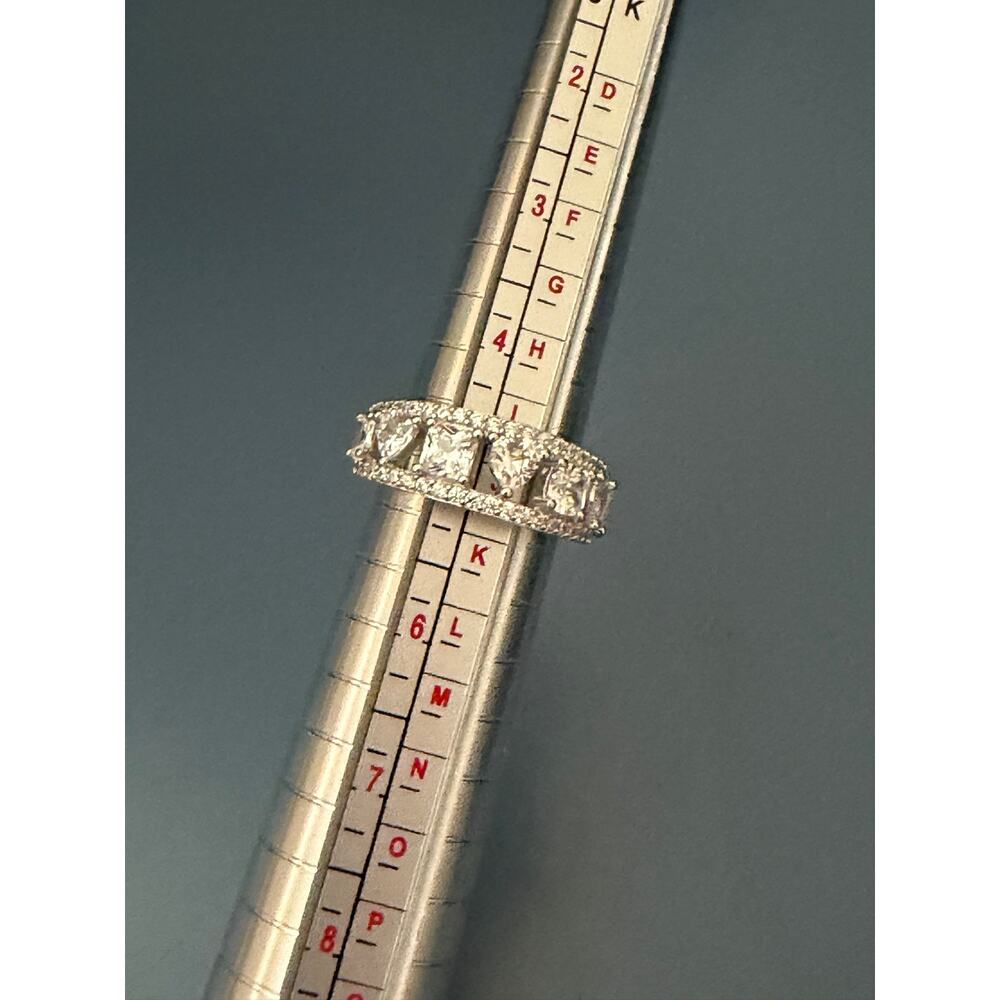 Diamonique Fancy Cut Band Ring, Sterling Silver Sz 5 - Picture 8 of 8